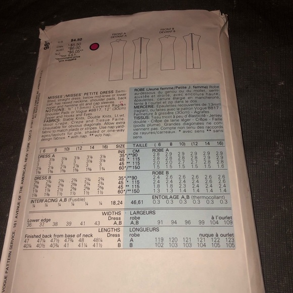 Vintage Very Easy Vogue 9896 size 14-16 stylish dress pattern . I love vogue. - Picture 5 of 5